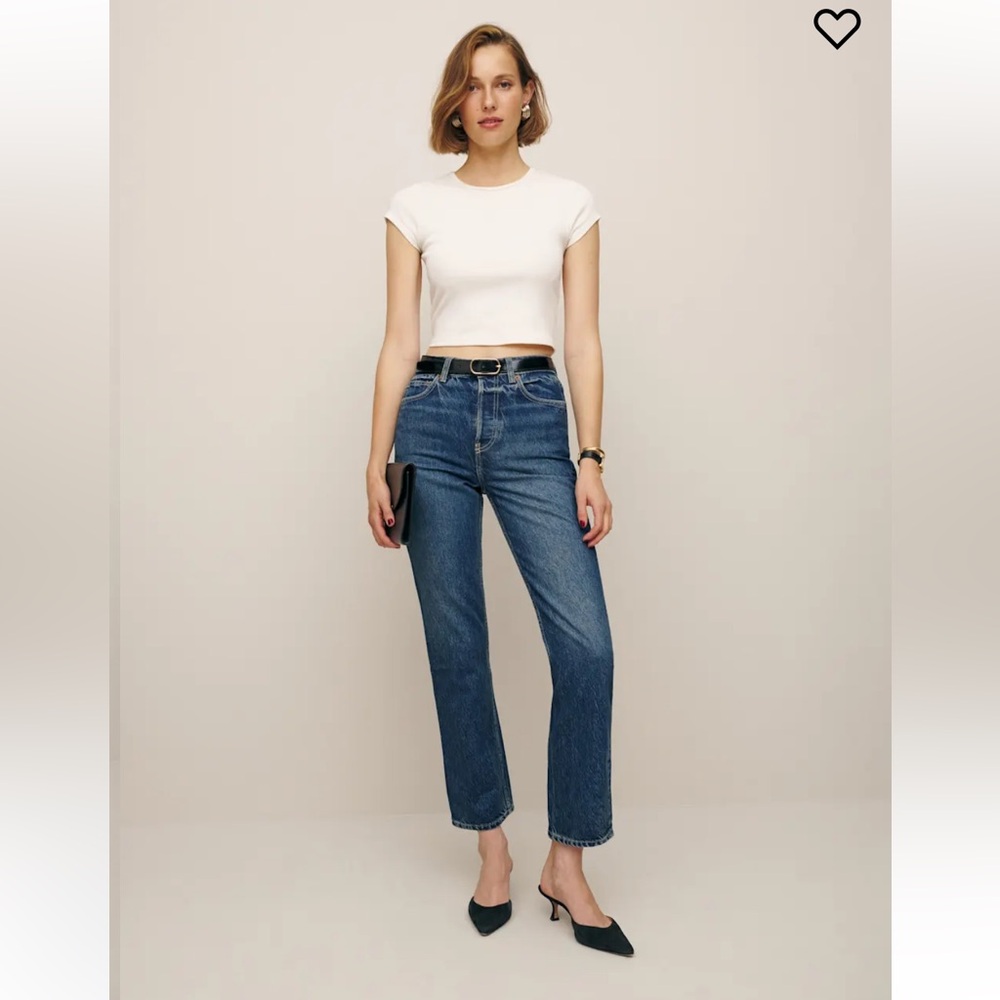 Reformation Cynthia High Rise Straight Jeans Lanier Cropped